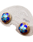Vintage Shashi Blue Flower Button Studs