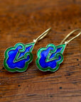 Vintage Shashi Blue Flower Drop Earrings