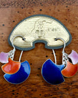 Vintage Shashi Cascading Fan Sunset Silver Earrings