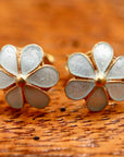 Vintage Shashi Eggshell Enamel Flower Studs
