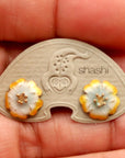 Vintage Shashi Enamel Flower Earrings