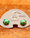 Vintage Shashi Enamel Flower Green Studs