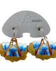 Vintage Shashi Feathers with Blue Flowers Silver Earrings