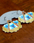Vintage Shashi Feathers with Blue Flowers Silver Earrings