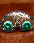 Vintage Shashi Green Chrysanthemum Flower Studs