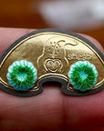 Vintage Shashi Green Chrysanthemum Flower Studs