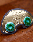 Vintage Shashi Green Chrysanthemum Flower Studs