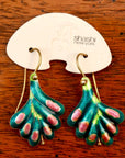 Vintage Shashi Green Frond Earrings