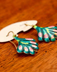 Vintage Shashi Green Frond Earrings