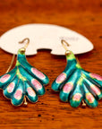 Vintage Shashi Green Frond Earrings