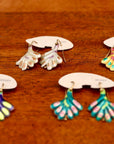 Vintage Shashi Green Frond Earrings