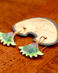 Vintage Shashi Green Papyrus Flower Earrings