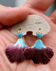 Vintage Shashi Iris Mauve and Ice Blue Gold-Vermeil Earrings