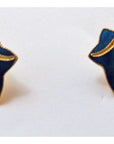 Vintage Shashi Ivy Leaf Blue Gold-Vermeil Studs