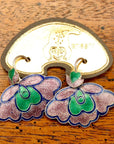 Vintage Shashi Lilac and Green Orchid Earrings