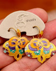 Vintage Shashi Mustard Modern Flower Dangles
