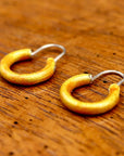 Vintage Shashi Mustard Silver Hoops