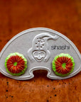 Vintage Shashi Orange Chrysanthemum Flower Studs