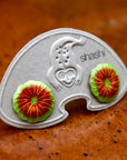 Vintage Shashi Orange Chrysanthemum Flower Studs