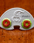 Vintage Shashi Orange Chrysanthemum Flower Studs