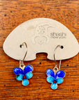 Vintage Shashi Pansy Flower Hinged-Back Earrings