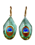 Vintage Shashi Peacock Feather Earrings