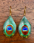 Vintage Shashi Peacock Feather Earrings