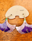Vintage Shashi Purple Gingko Leaf Earrings
