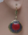 Vintage Shashi Red Scarab Earrings