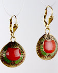 Vintage Shashi Red Scarab Earrings