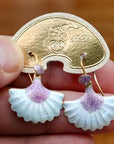 Vintage Shashi Sky Blue and Purple Scallop Earrings