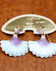 Vintage Shashi Sky Blue and Purple Scallop Earrings