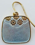 Vintage Shashi Square Daisy White Gold-Vermeil Earrings