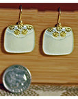 Vintage Shashi Square Daisy White Gold-Vermeil Earrings