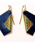 Vintage Shashi Upturned Scarf Blue and Teal Gold-Vermeil Earrings