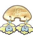 Vintage Shashi Yellow and Ice Blue Orchid Earrings