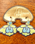 Vintage Shashi Yellow and Ice Blue Orchid Earrings