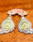 Vintage Shashi Yellow Peacock Feather Dangles