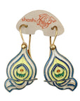 Vintage Shashi Yellow Peacock Feather Dangles