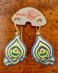 Vintage Shashi Yellow Peacock Feather Dangles