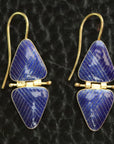 Vintage Thousand Flowers Blue Double Triangle Earrings