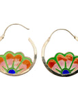 Vintage Thousand Flowers Orange Japanese Crest Earrings
