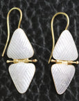 Vintage Thousand Flowers White Double Triangle Earrings