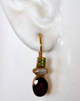 Westminster 14k Gold, Garnet, Pearl and Peridot Earrings