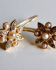 Wildflower 14k Gold, Diamond and Pearl Earrings