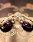 Windsor 14k Gold, Garnet and Pearl Earrings