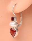 Fanny Kemble Rhodolite Garnet and Freshwater Pearl Silver Earrings