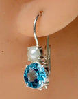 La Bohème Blue Topaz and Pearl Silver Earrings