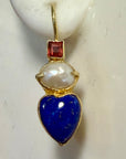 Fanny Kemble Lapis, Freshwater Pearl and Rhodolite Garnet Earrings