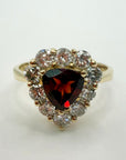 14k Diamond Garnet Ring